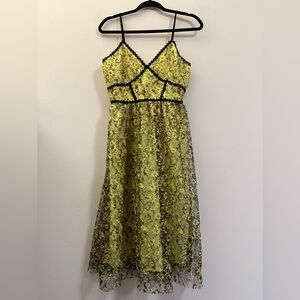 Aqua Bloomingdale's Lace‎ Romance Mini Dress in Yellow and Black - S